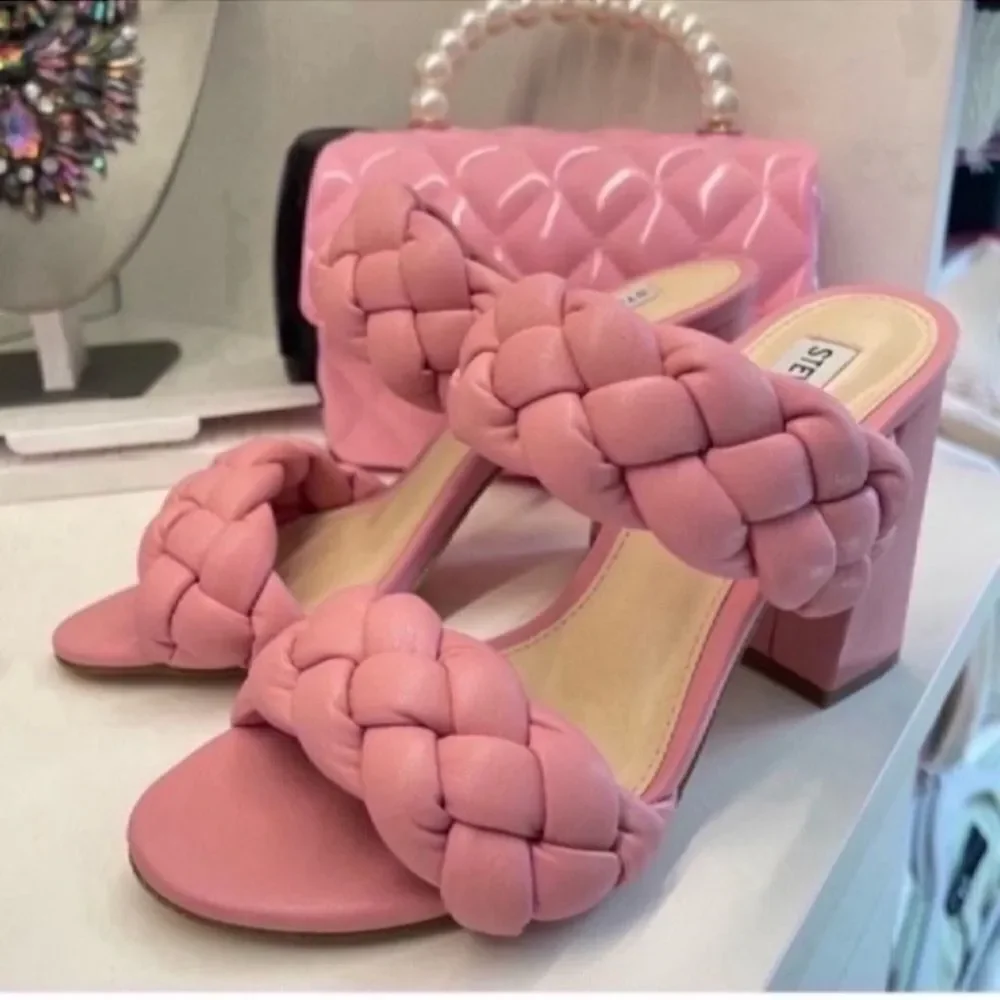 Pink Braided Women's Steve Madden Sandals #6